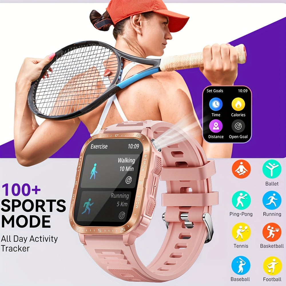 Synwoo Montre Connectee Femme Rose Ecran Tactile IPX8 Batterie 430mAh - LED Appels Assistant Vocal Multisports Suivi Sommeil Compatible Android iPhone