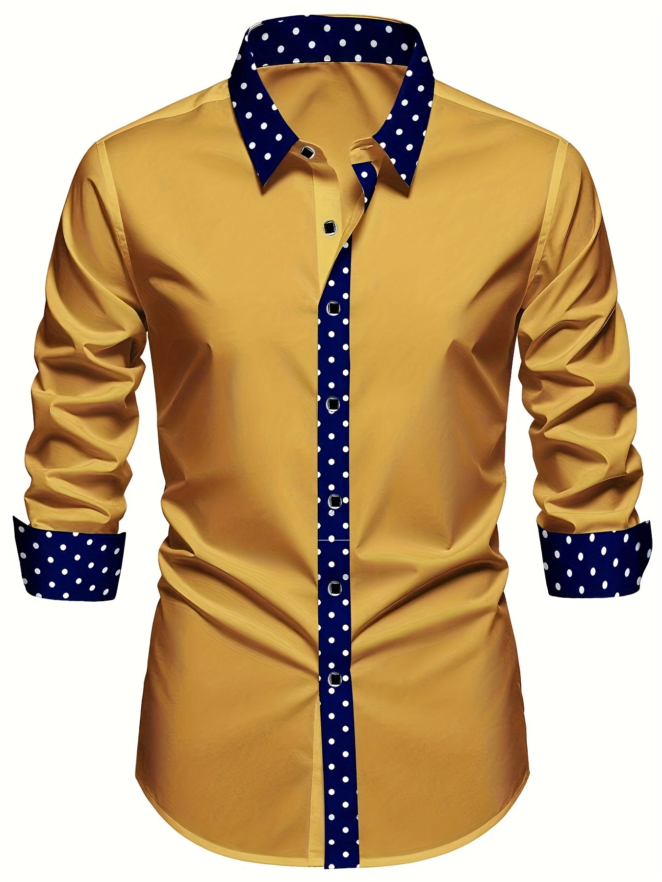 Chemise Homme Manches Longues Col Revers Couleur Unie Coupe Slim 100% Polyester Decontractee - 4 Coloris FR S-XL
