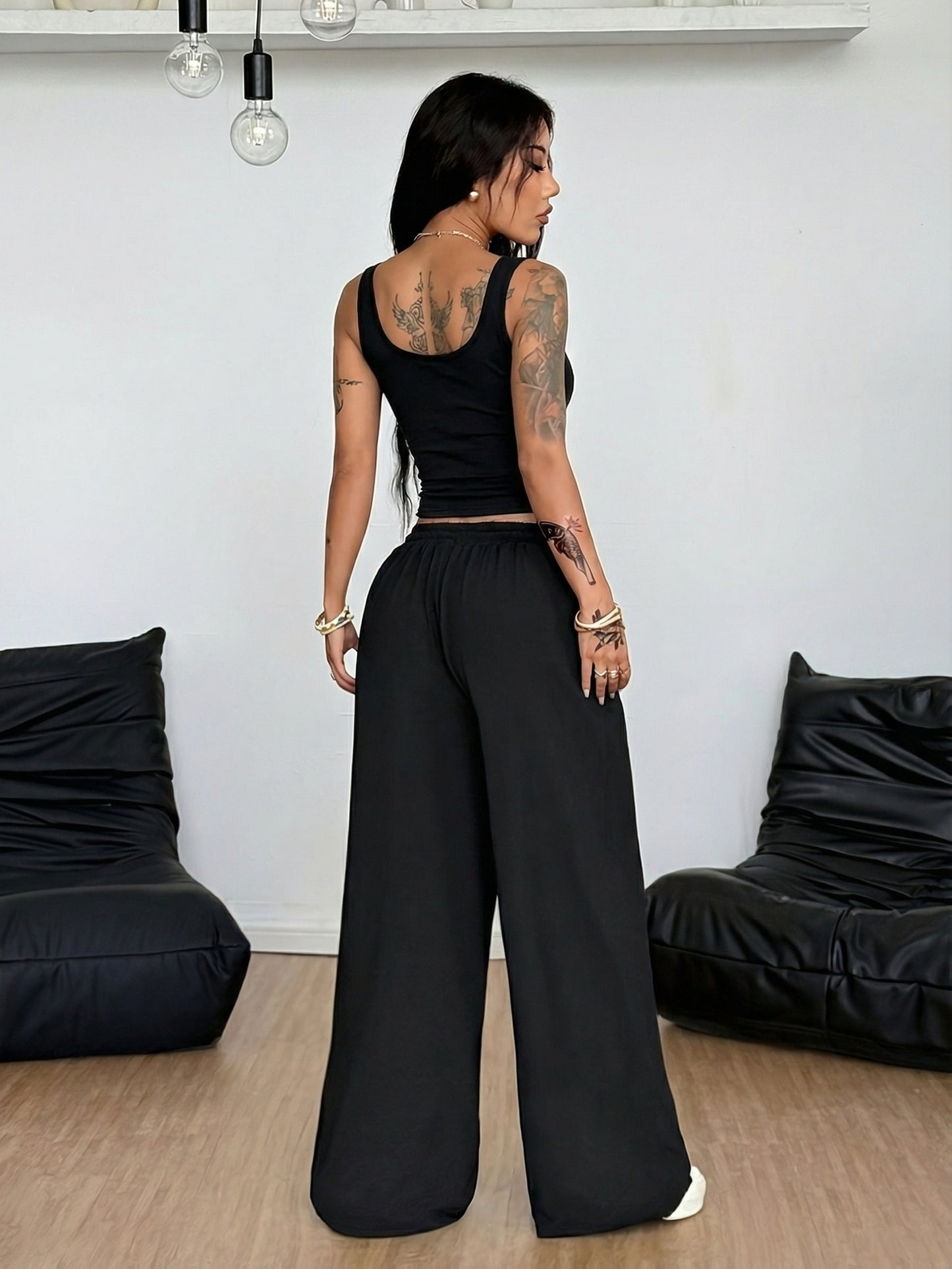 Ensemble 2 Pièces Style Y2K Femme – Débardeur Ajusté & Pantalon Large Élégant | Toutes Saisons | XS au XL