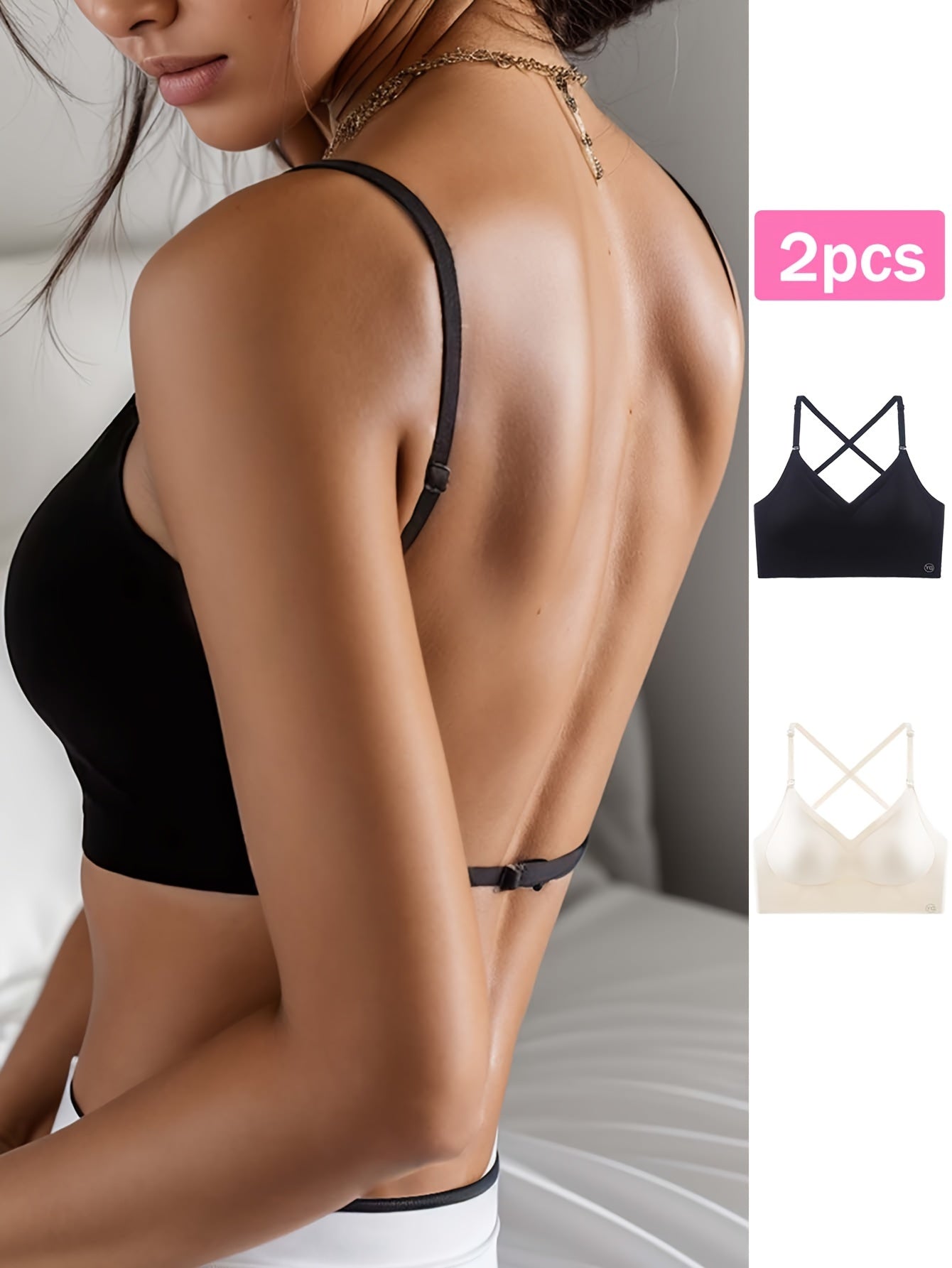Ensemble soutien-gorge  dos nu sans coutures, 2 PCS - Topdecheztop.fr