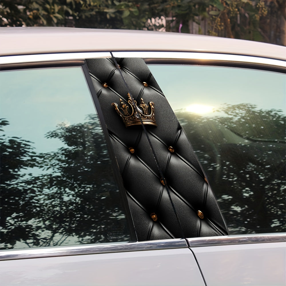 Lot de 2 Autocollants Voiture Couronne & Cœur – Vinyle Brillant Paillettes Imperméable