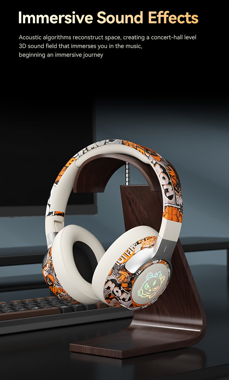 Casque Audio Circum-Aural Style Graffiti – Micro Intégré, Batterie 350mAh & USB-C | 3 Coloris | YUE CUI