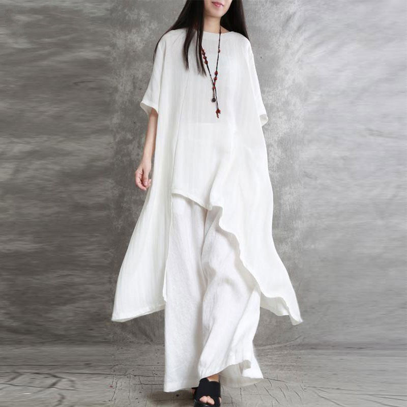 Ensemble 2 pièces  en coton et lin pour femme - Topdecheztop.fr