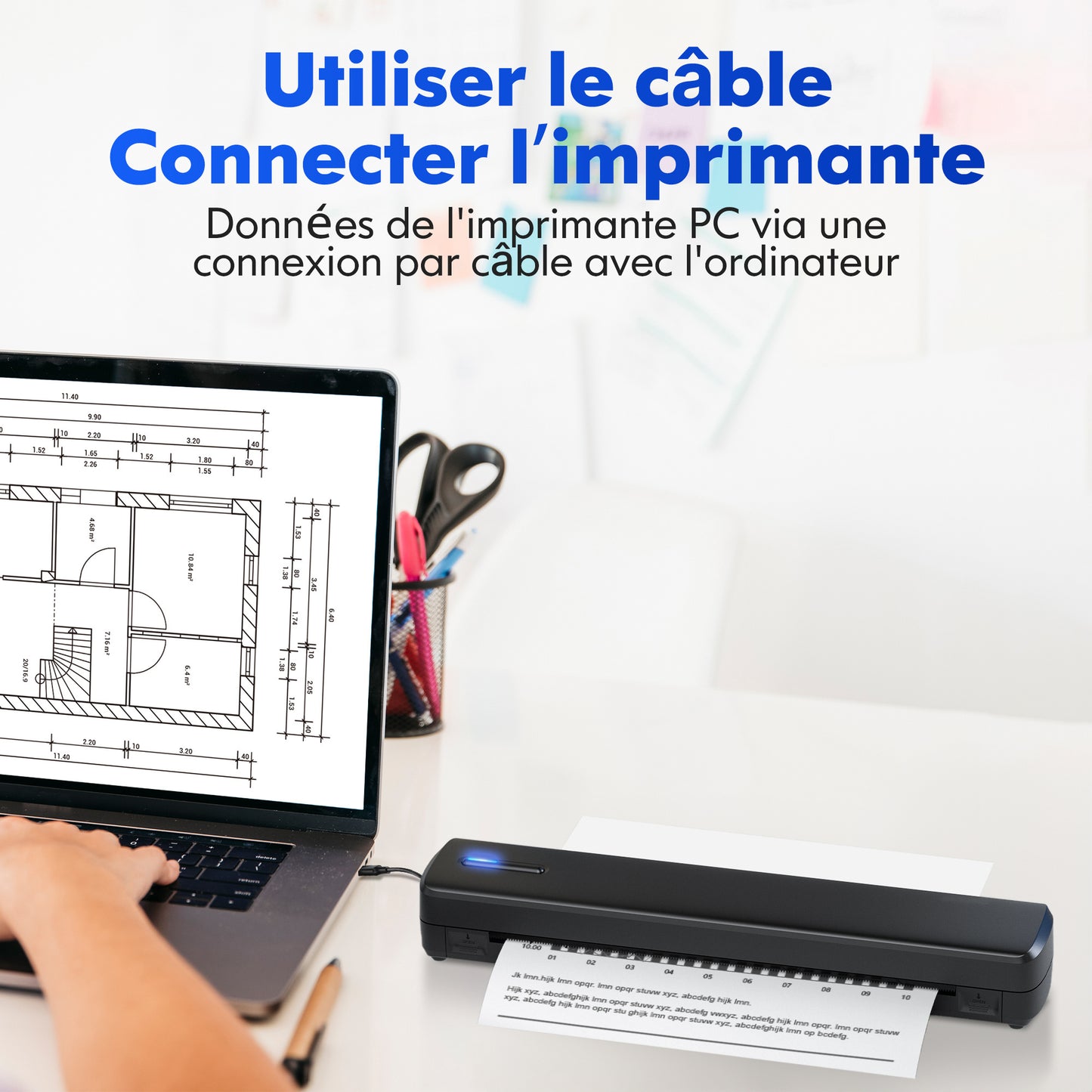Imprimante Thermique Portable D810 – Sans Fil, USB, Autocollants & Papier Thermique