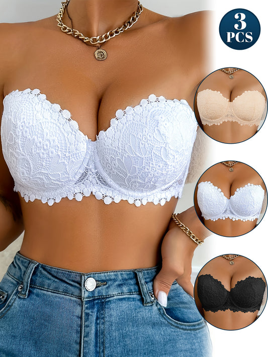 Soutien-Gorge Push-Up Femme a Armatures - Style Romantique, Rembourrage Integre, Hersunei