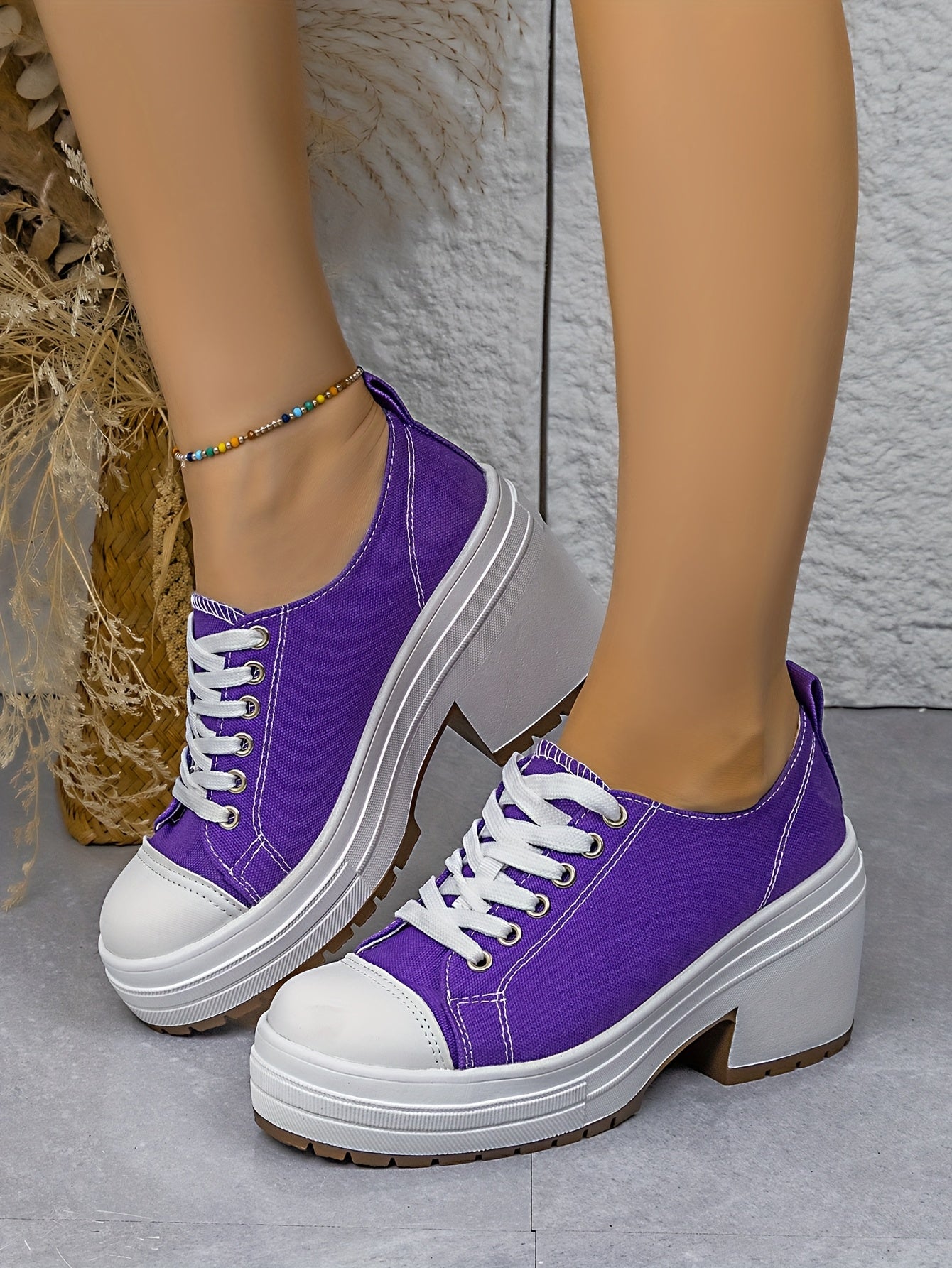 Baskets Femme Mi-Haute Plateforme Lacets - Tissu Semelle PU Style Sport 7 Coloris EU 36-42