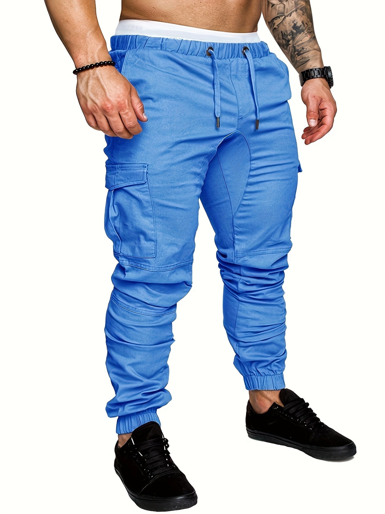 Pantalon Cargo Homme Multi-Poches – 95% Coton, Coupe Régulière, 7 Coloris, S à XXL