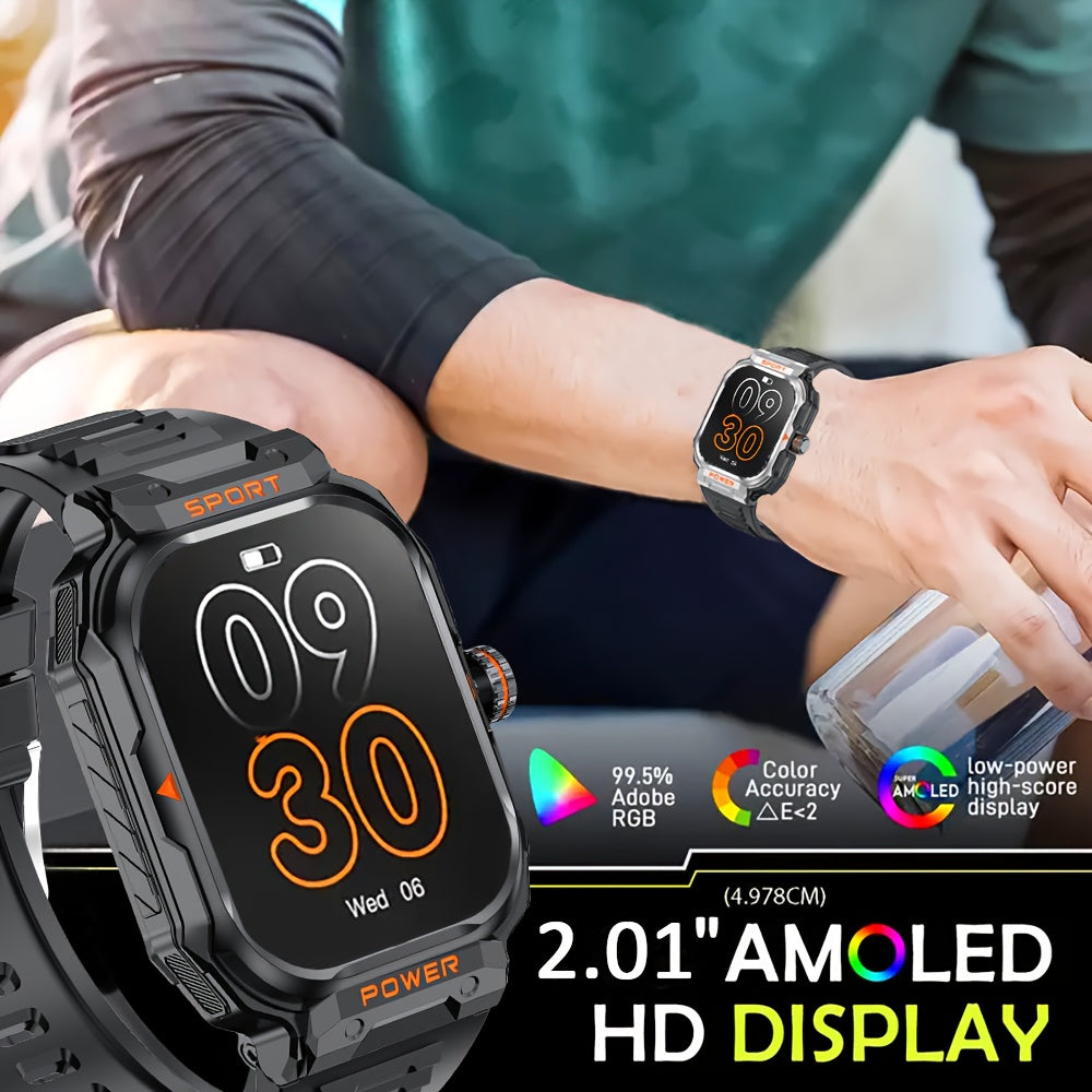Montre Connectée Robuste Homme GT55 2-en-1 – IA & Commande Vocale, Écran IPS 2,01", IP67, Bluetooth 5.2