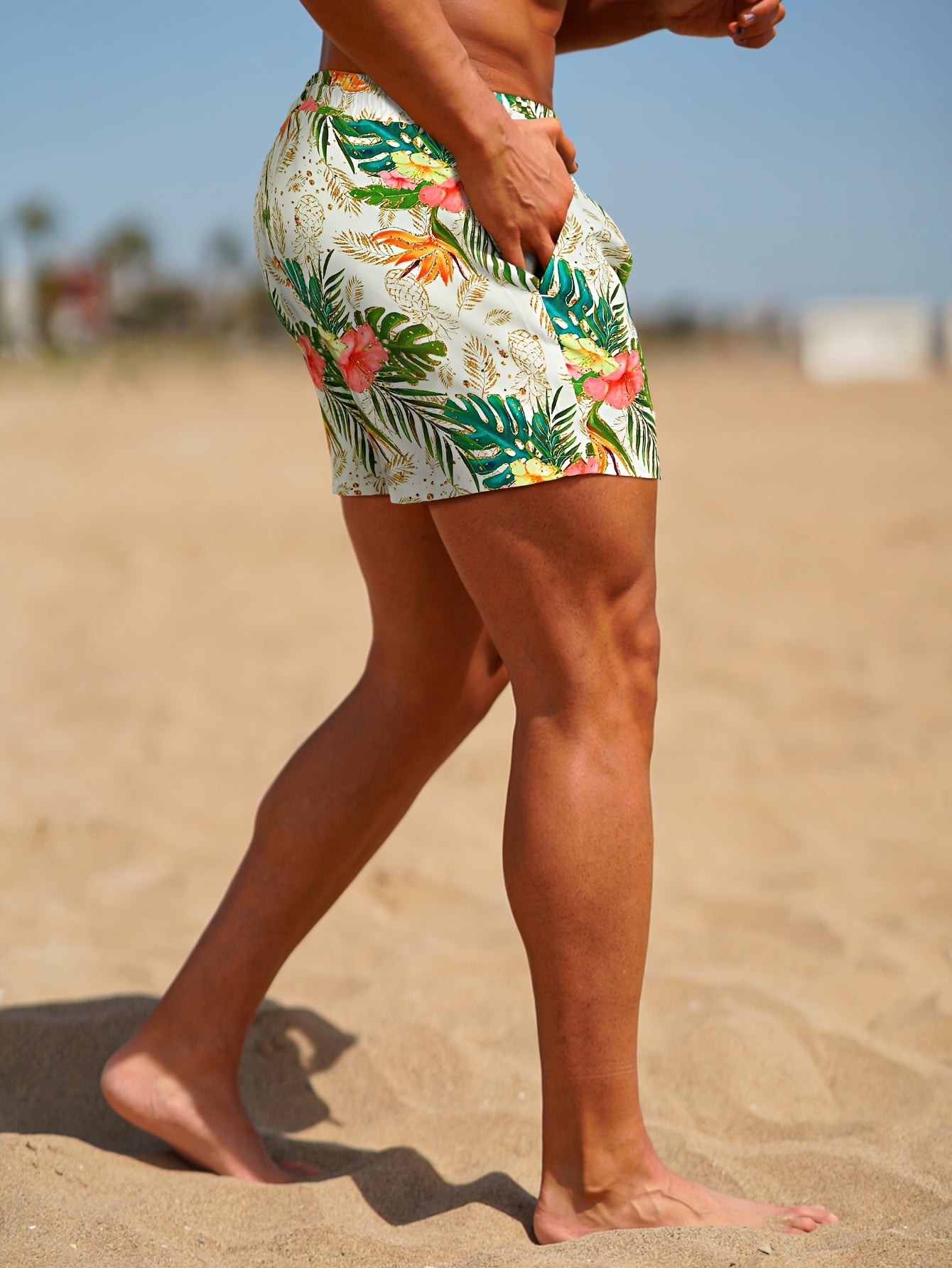 Short de Bain Homme Imprime Floral - Ceinture Elastique, Doublure Maille, 95% Polyester, Style Sport, 5 Coloris, FR XS au FR XXL