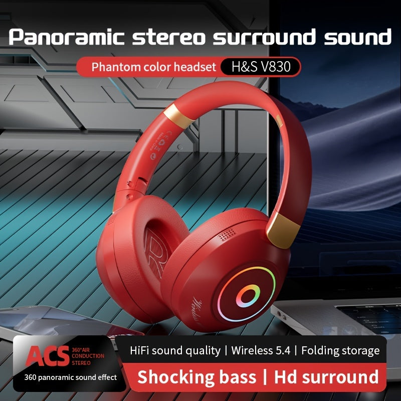Casque Sans Fil Pliable avec Lumières LED – Gaming & Musique, Batterie 200mAh & USB-C | Noir & Blanc