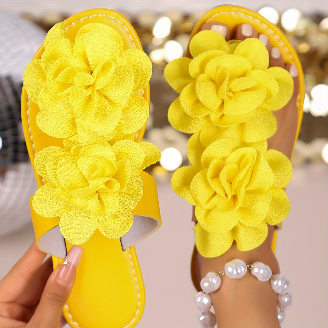 Sandales Plates Femme Elegantes a Fleurs - Style Tongs Confortables