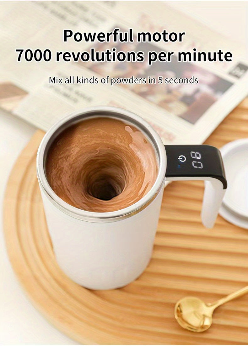 Mug electrique LED temperature - Rechargeable USB, portable, cafe chocolat moka, noir ou blanc