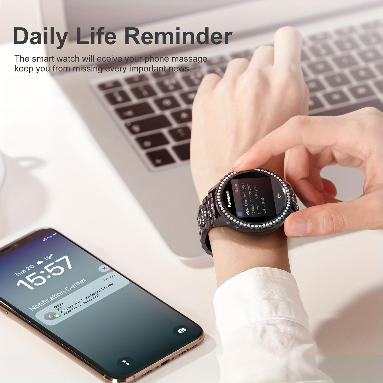 Montre Connectée LIGE Femme – Écran 1,32”, Appels Sans Fil & Étanche IP67
