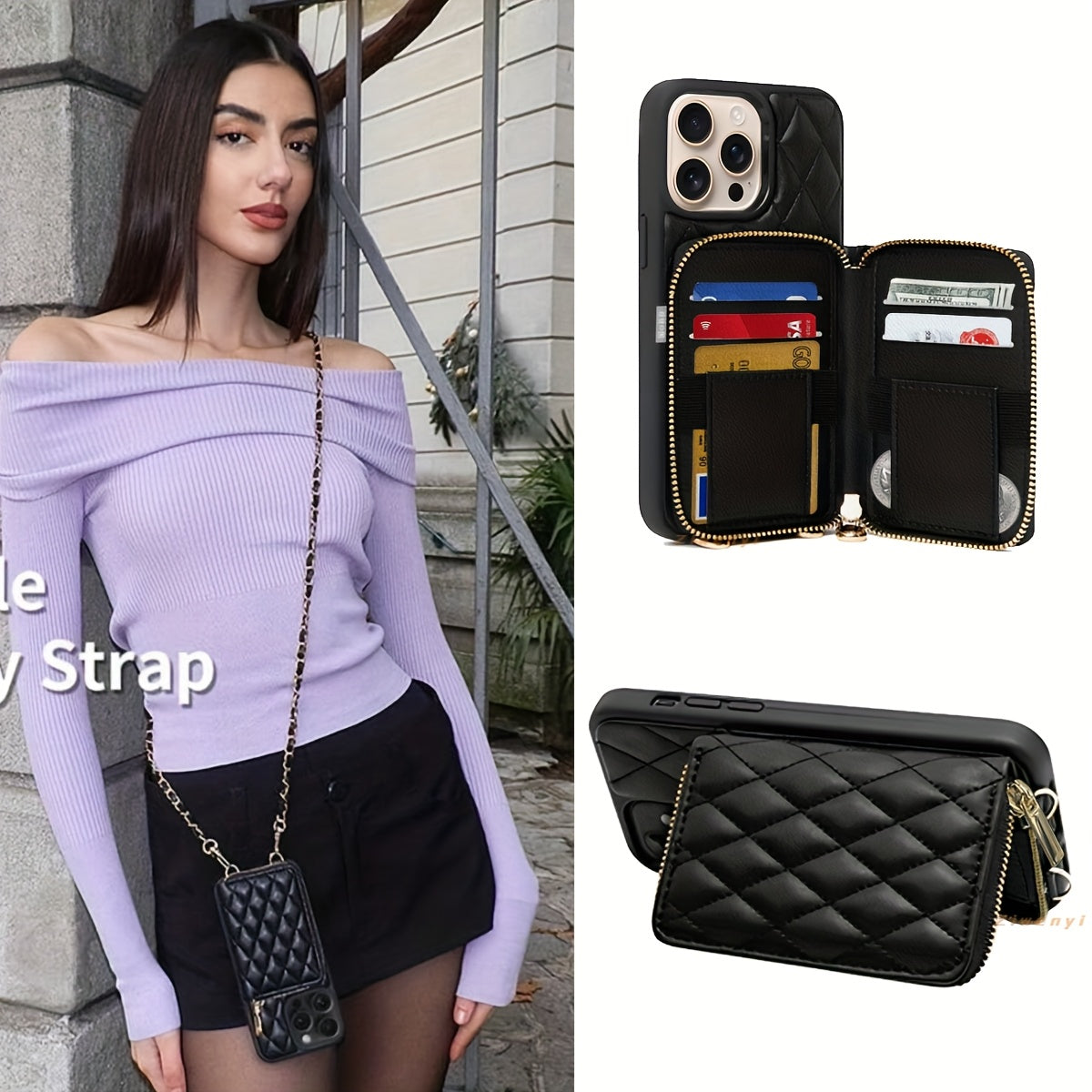 Étui Téléphone Similicuir avec Fermeture Éclair – Support, Protection Objectif – iPhone & Samsung 📱✨