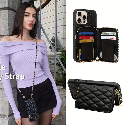 Étui Téléphone Similicuir avec Fermeture Éclair – Support, Protection Objectif – iPhone & Samsung 📱✨