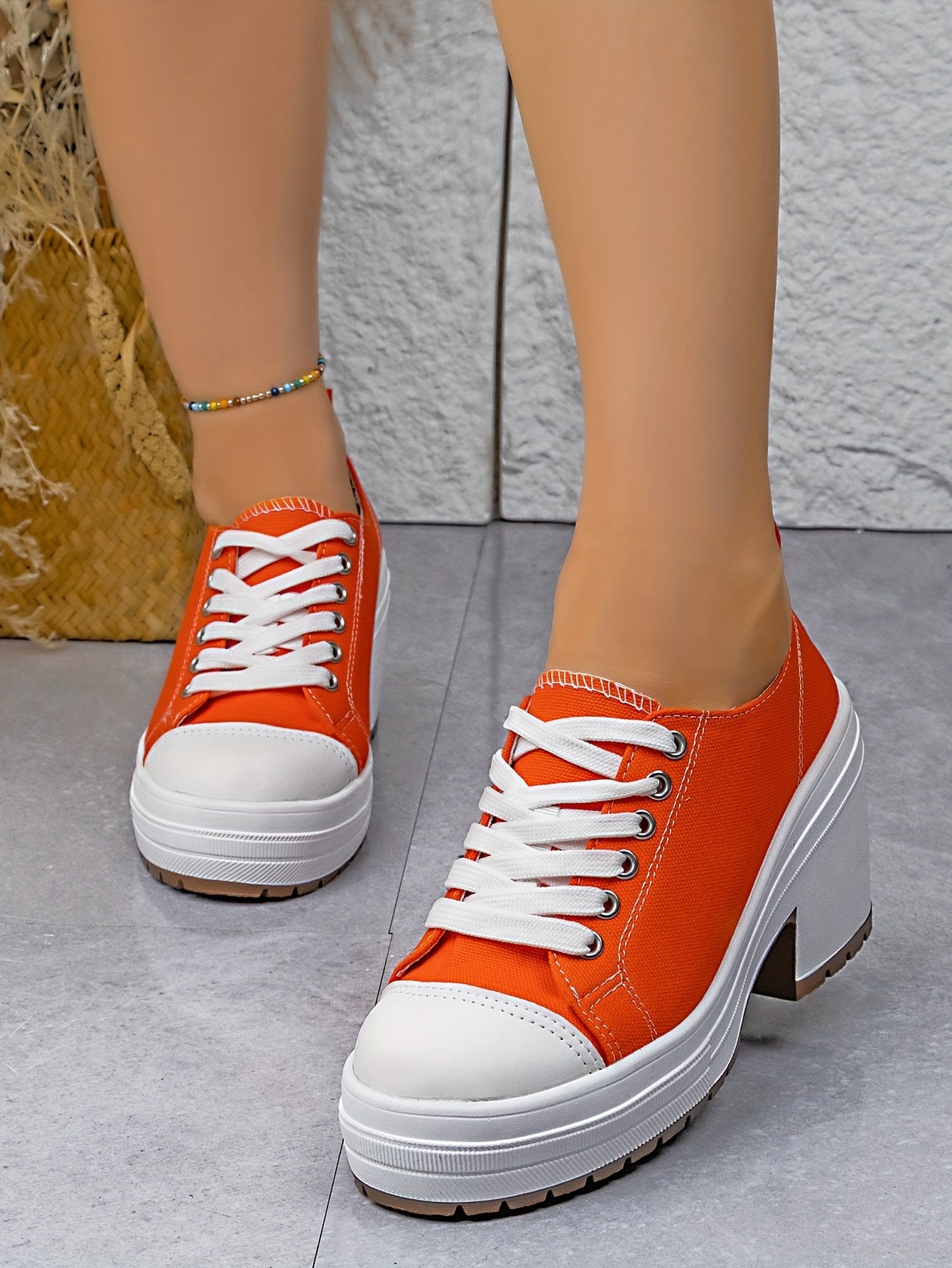 Baskets Femme Mi-Haute Plateforme Lacets - Tissu Semelle PU Style Sport 7 Coloris EU 36-42
