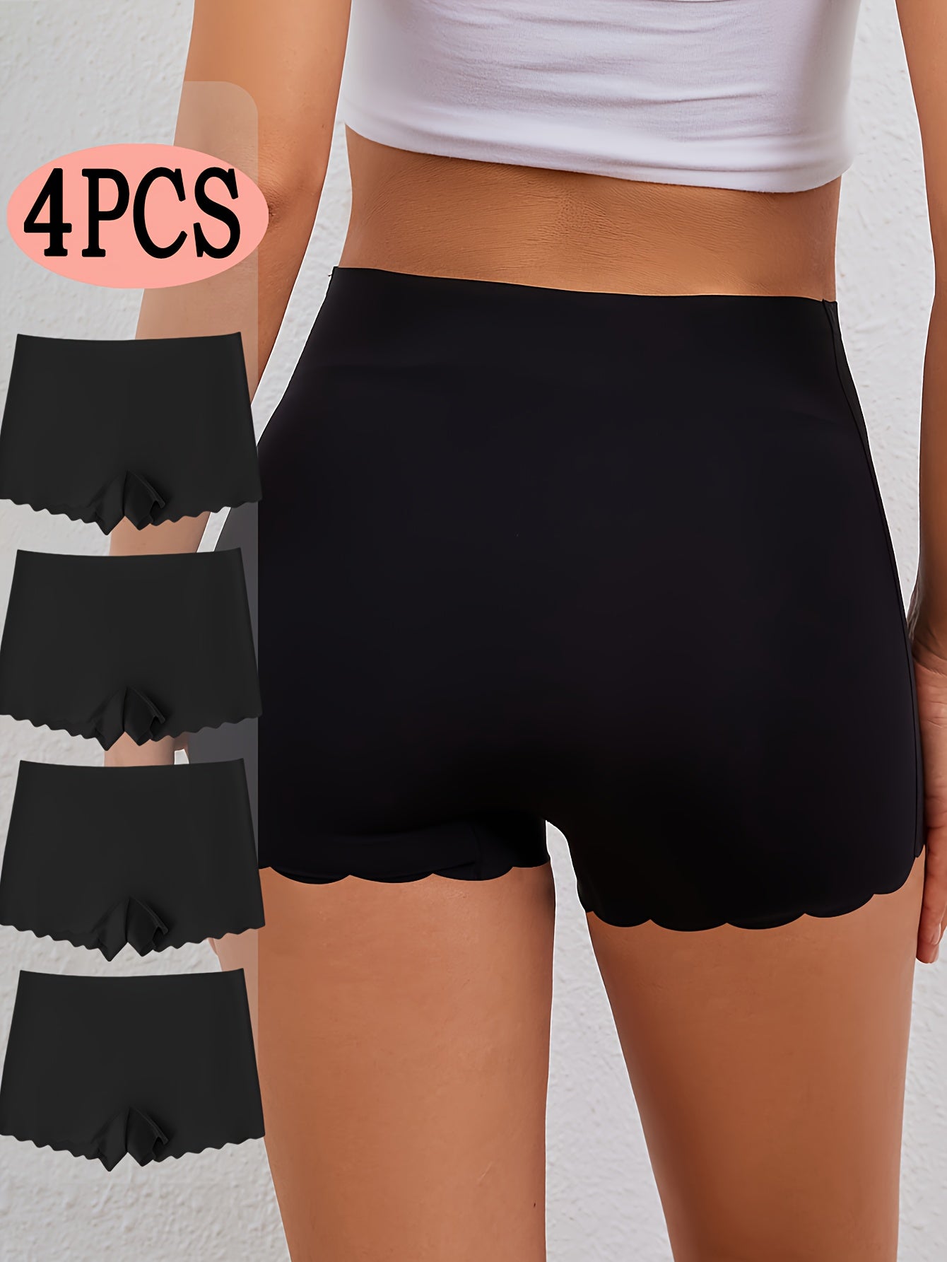 Lot de 4 Culottes Shorty Femme Mi-Haute - Doux, Extensible & Elegant
