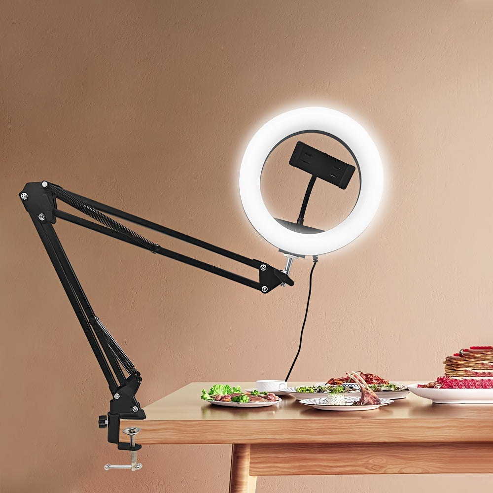 Anneau Lumineux LED AMILL – Support Smartphone, Contrôle Bouton, Alimentation USB, Étalonnage Couleurs