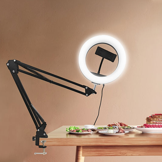 Anneau Lumineux LED AMILL – Support Smartphone, Contrôle Bouton, Alimentation USB, Étalonnage Couleurs