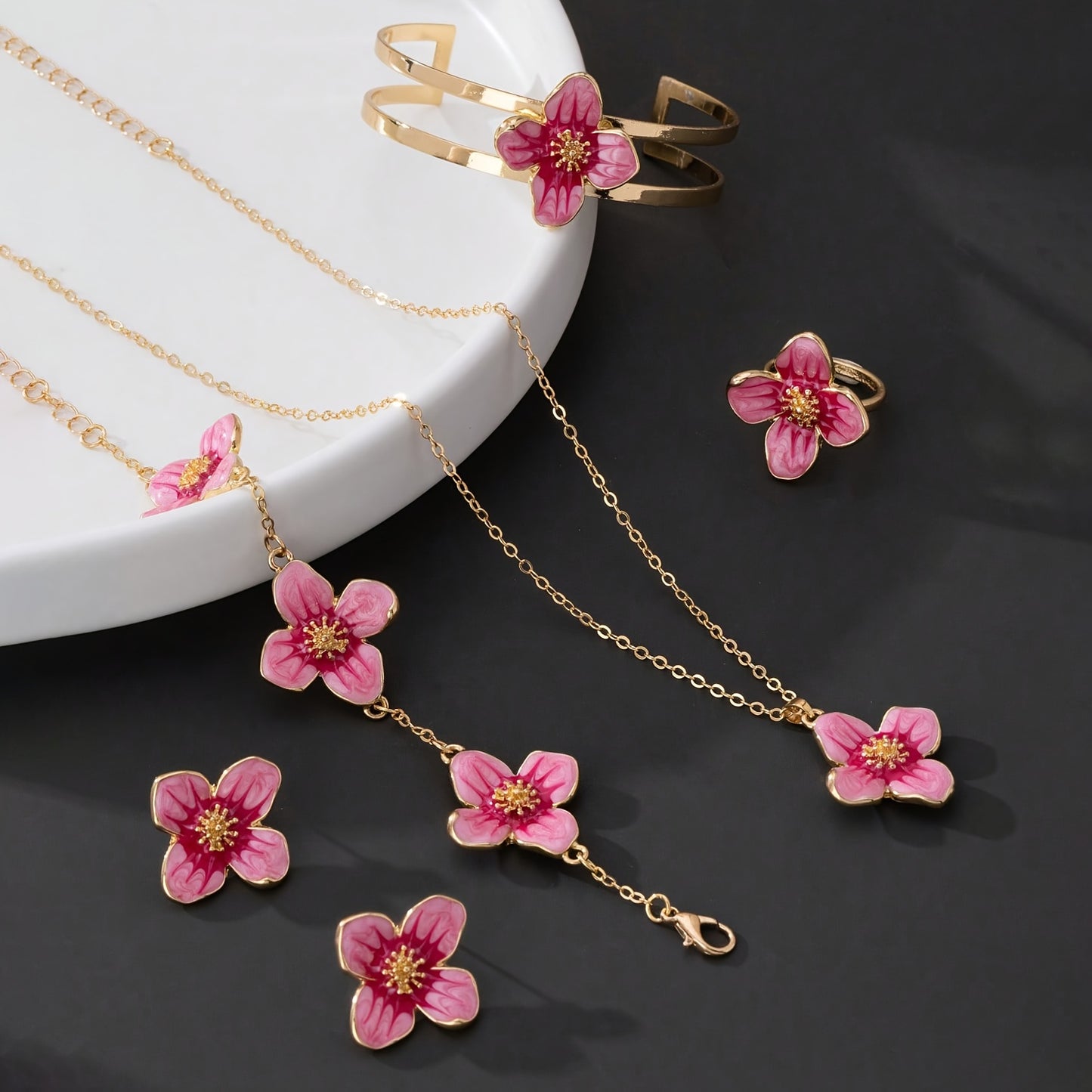 Parure bijoux femme 5 pièces - Alliage doré, style sexy & fête