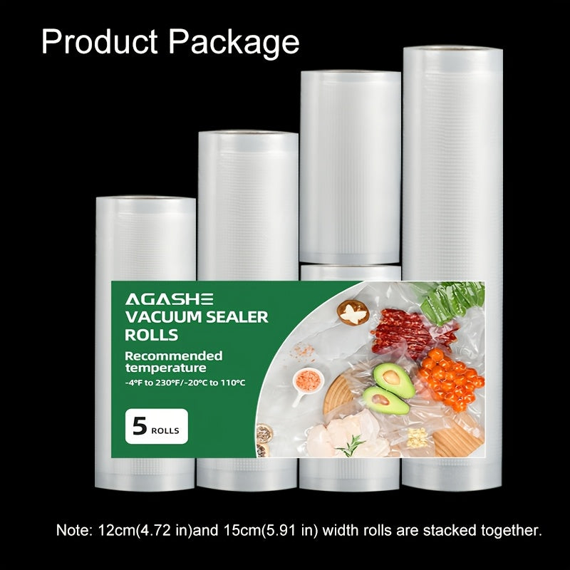 Lot 5 Rouleaux Sacs Sous Vide Sans BPA – 5 Largeurs × 300 cm