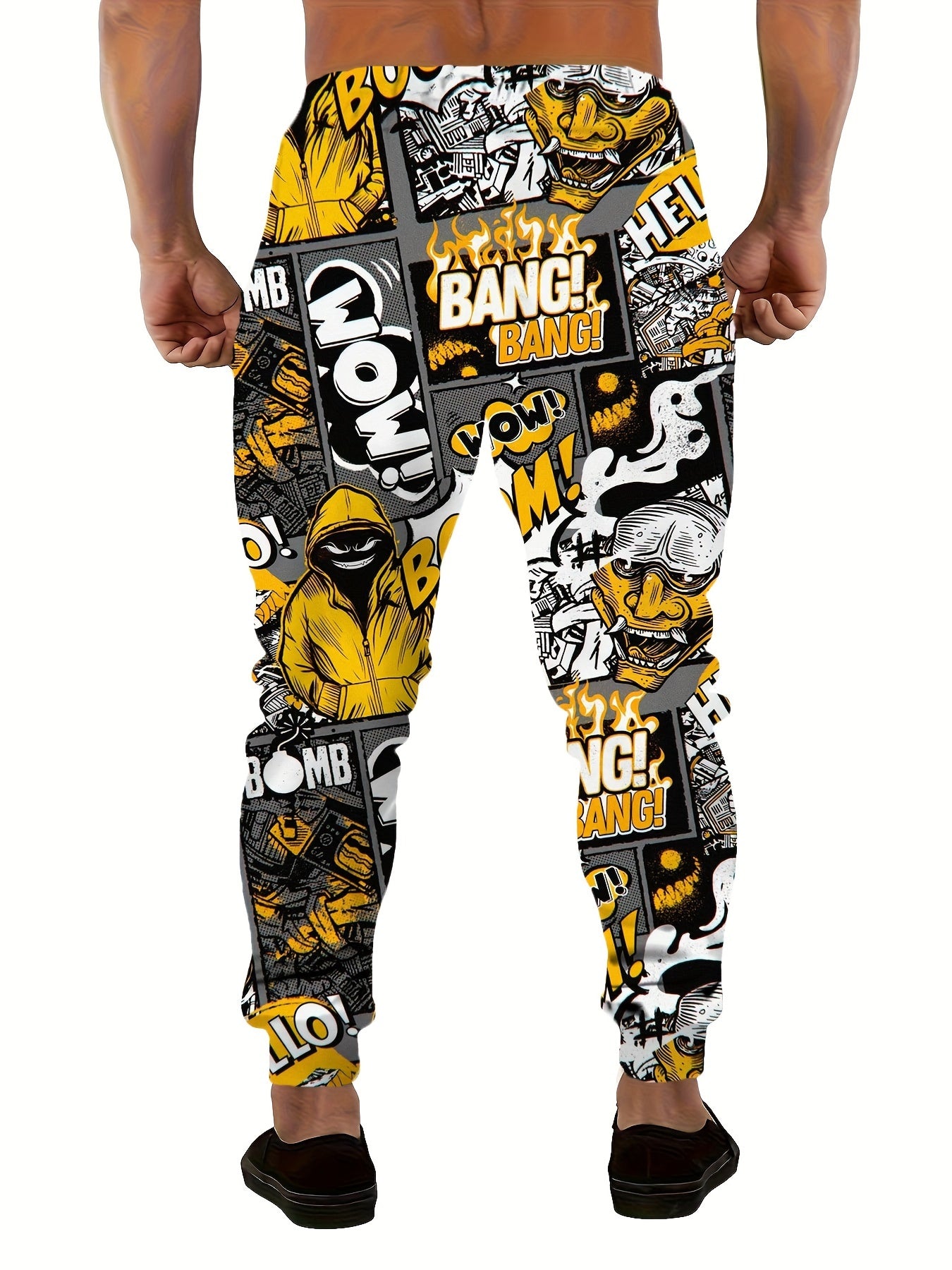 Pantalon Ample Imprimé Homme — 100% Polyester Extensible | 8 Coloris | S-XXL | Style Décontracté Sport