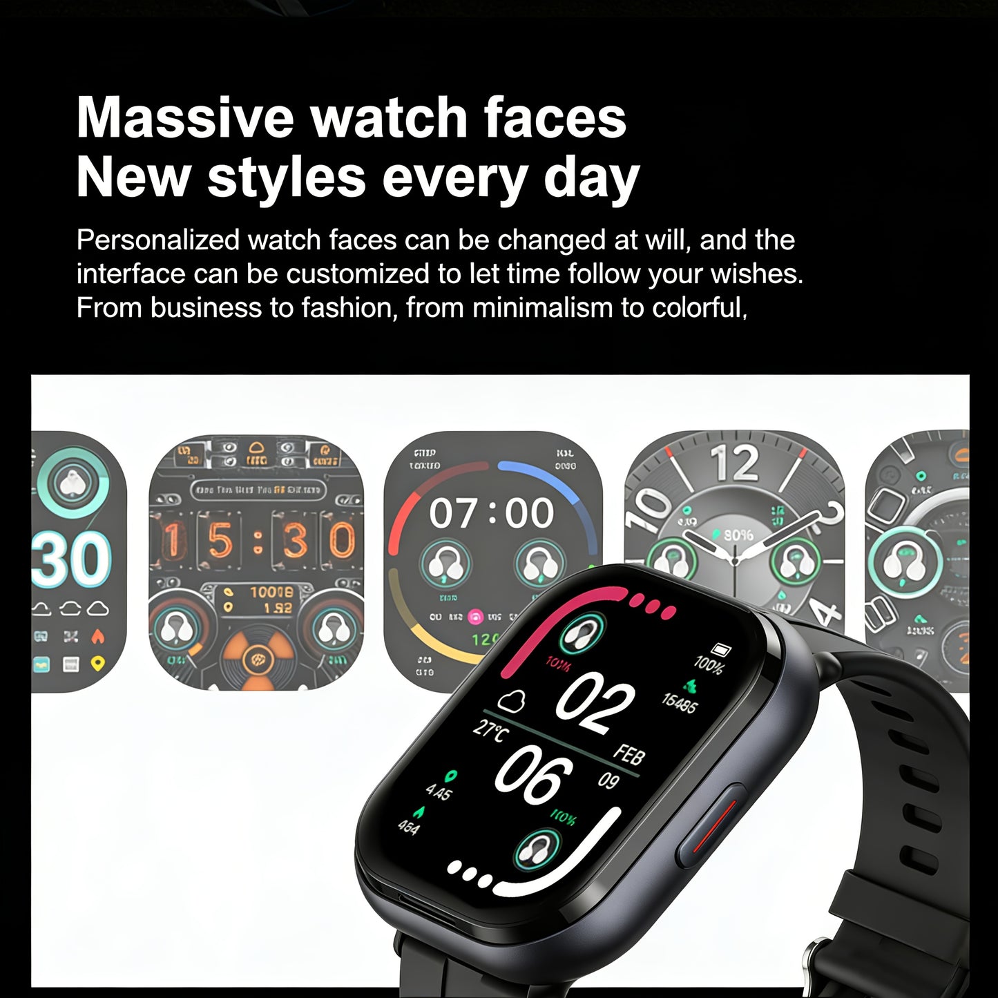 Montre Connectee 2-en-1 avec Ecouteurs Conduction Osseuse - Ecran 2,01 Pouces, Bluetooth 5.3, NFC