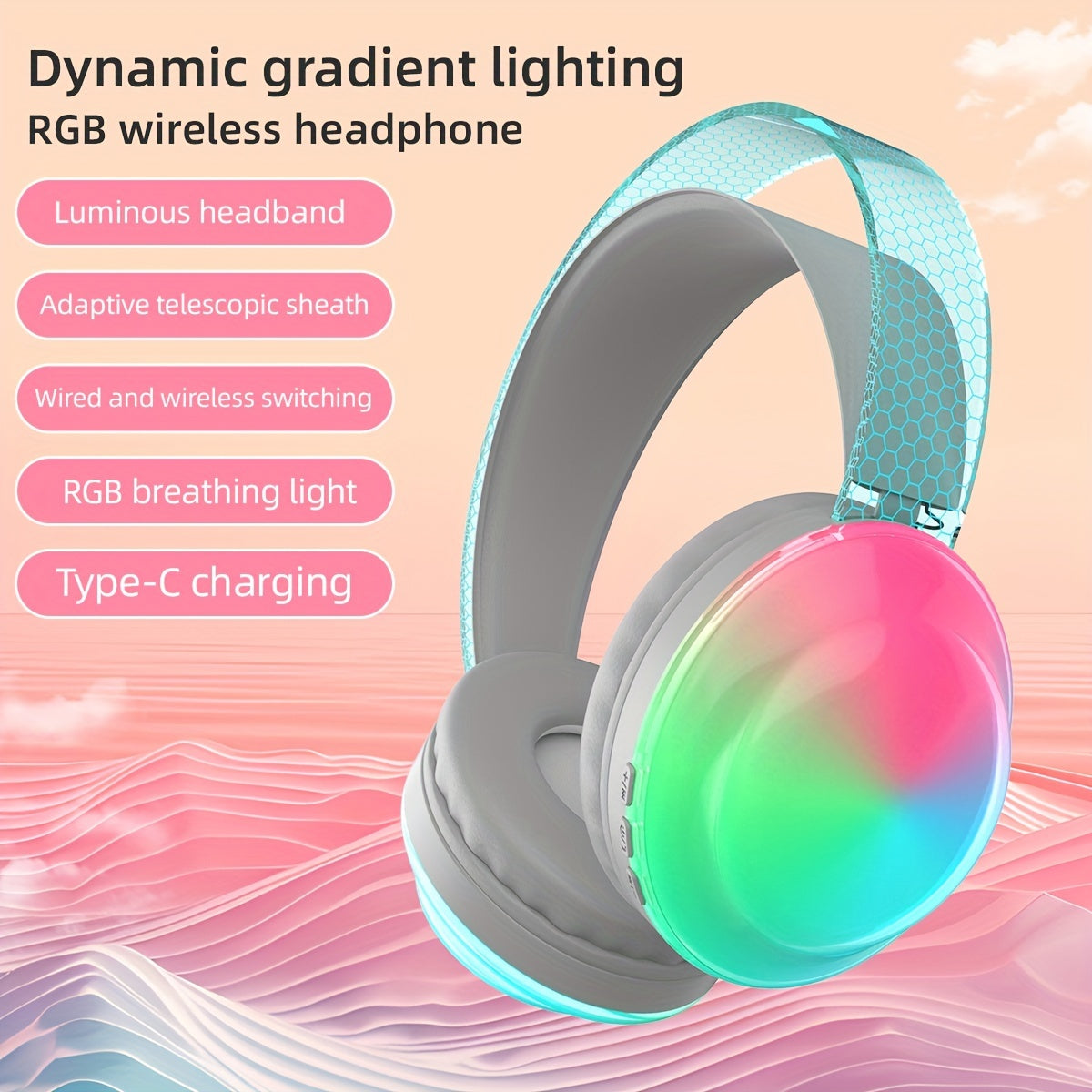 Casque Sans Fil Bluetooth 5.3 – Léger, Micro Intégré, Lumières LED & Batterie 360mAh | 5 Coloris