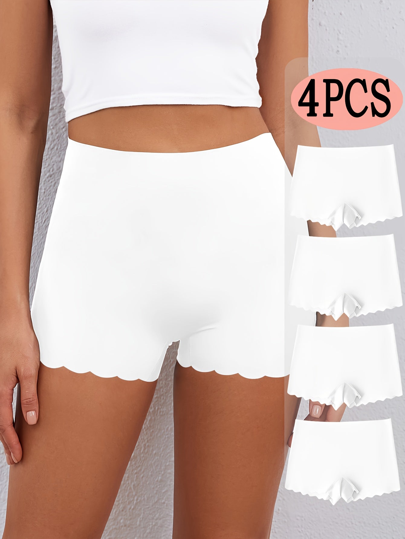 Lot de 4 Culottes Shorty Femme Mi-Haute - Doux, Extensible & Elegant