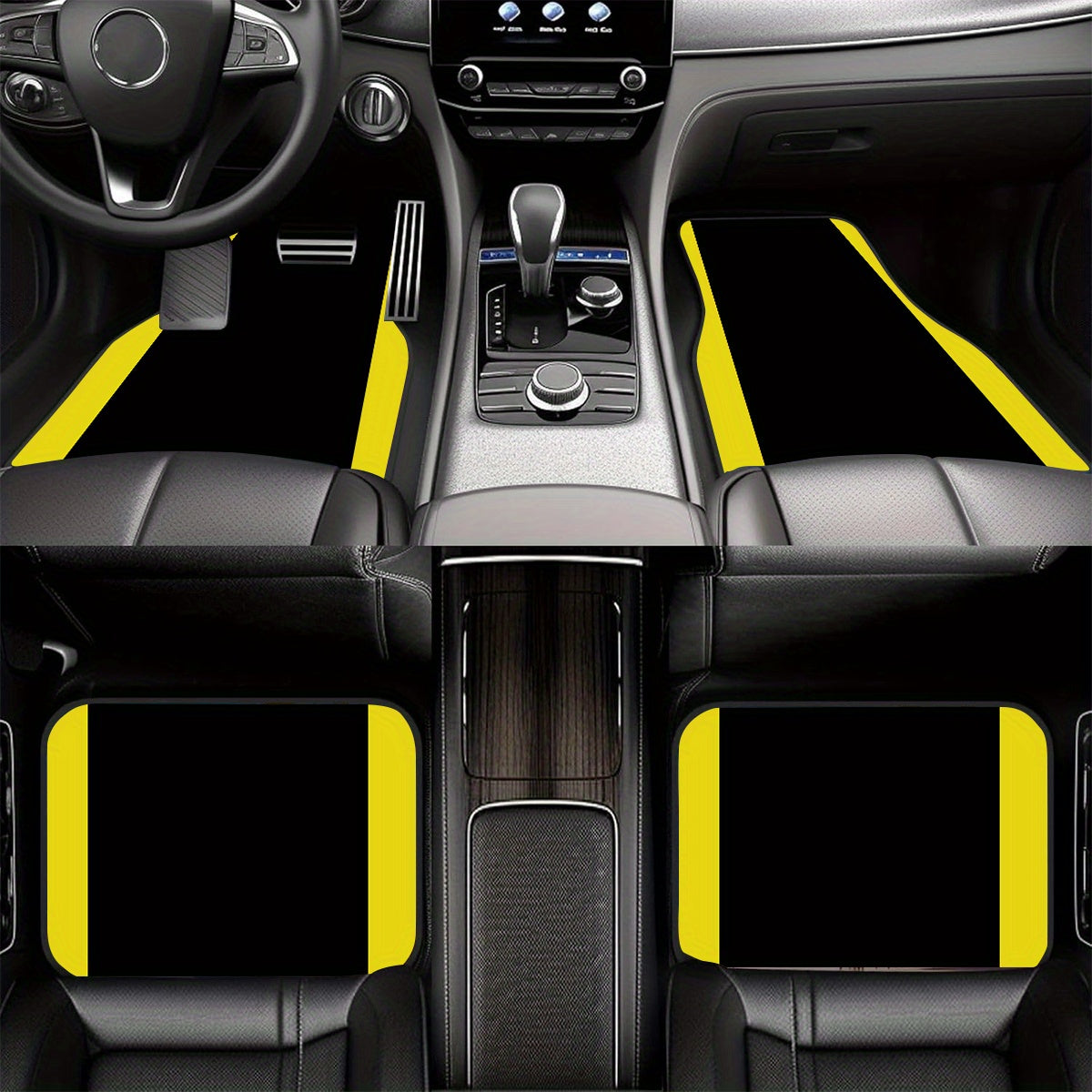 Lot de 4 Tapis de Sol Antidérapants Voiture — Motif Rayé Coloré, Polyester, Universel, 10 Designs