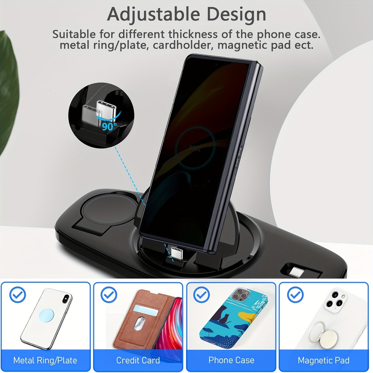 Station de Charge Pliable Portable USB-C - Compatible Samsung Galaxy S25 S24 Ultra Watch 6 5 Pro Noir