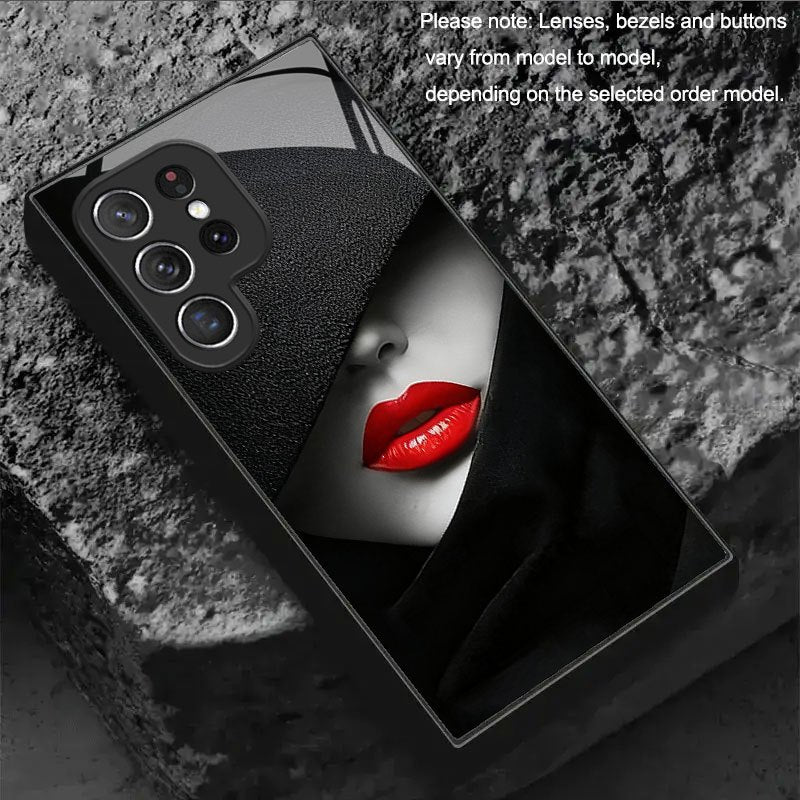 Coque Samsung Motif Lèvres Rouges – Verre Trempé, Impression UV, Relief