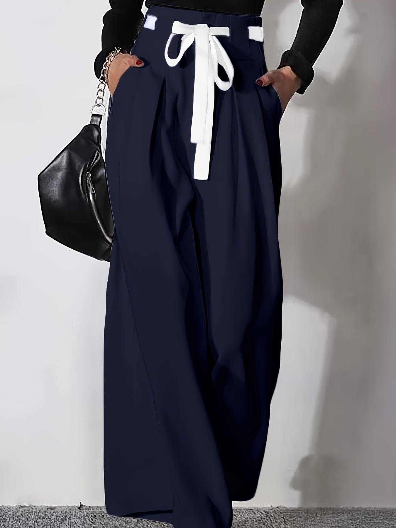 Pantalon Large Femme - Jambes Larges, Ceinture Incluse, Coupe Ample, Style Elegant