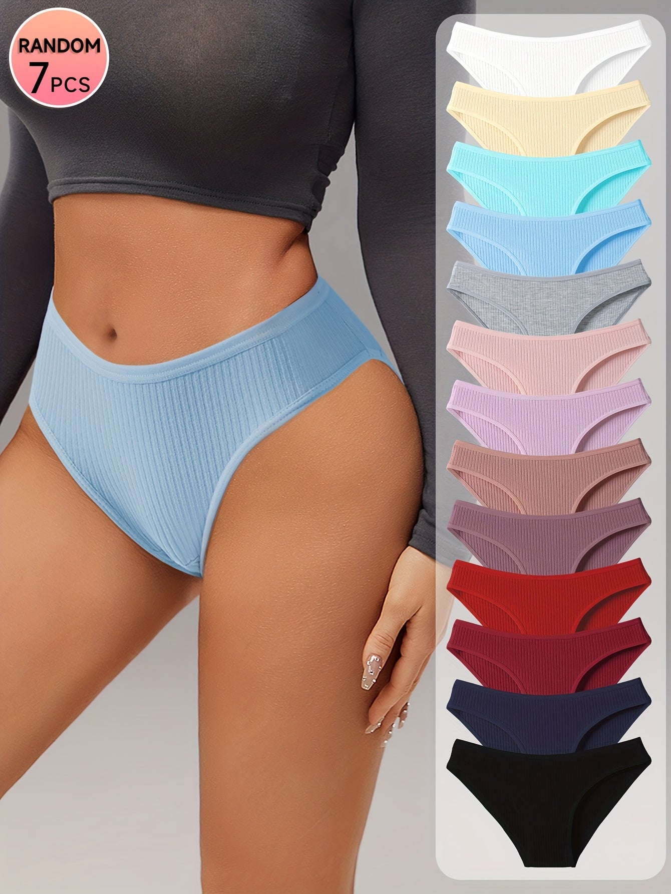 Lot de 7 Culottes Cotelees Femme en Coton - Confort Quotidien