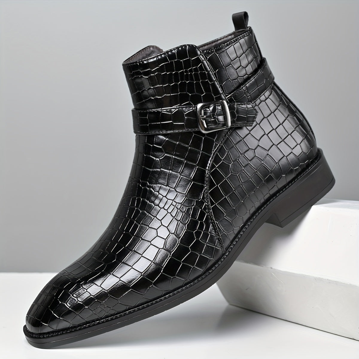 Bottines Chelsea Homme Vintage – Cuir PU, Boucle, Style Urbain, 4 Coloris