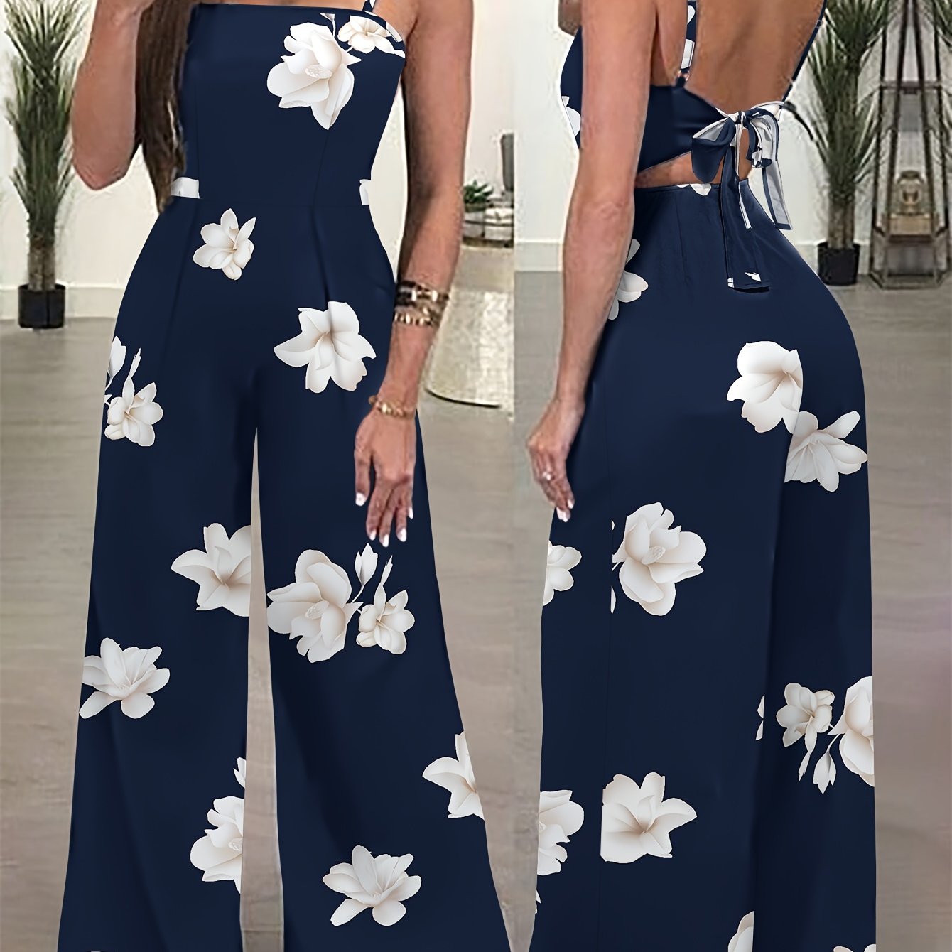 Combinaison Femme Elegante Imprime Floral Bretelles Spaghetti – Style Ete Chic | 3 Coloris, S au XXL