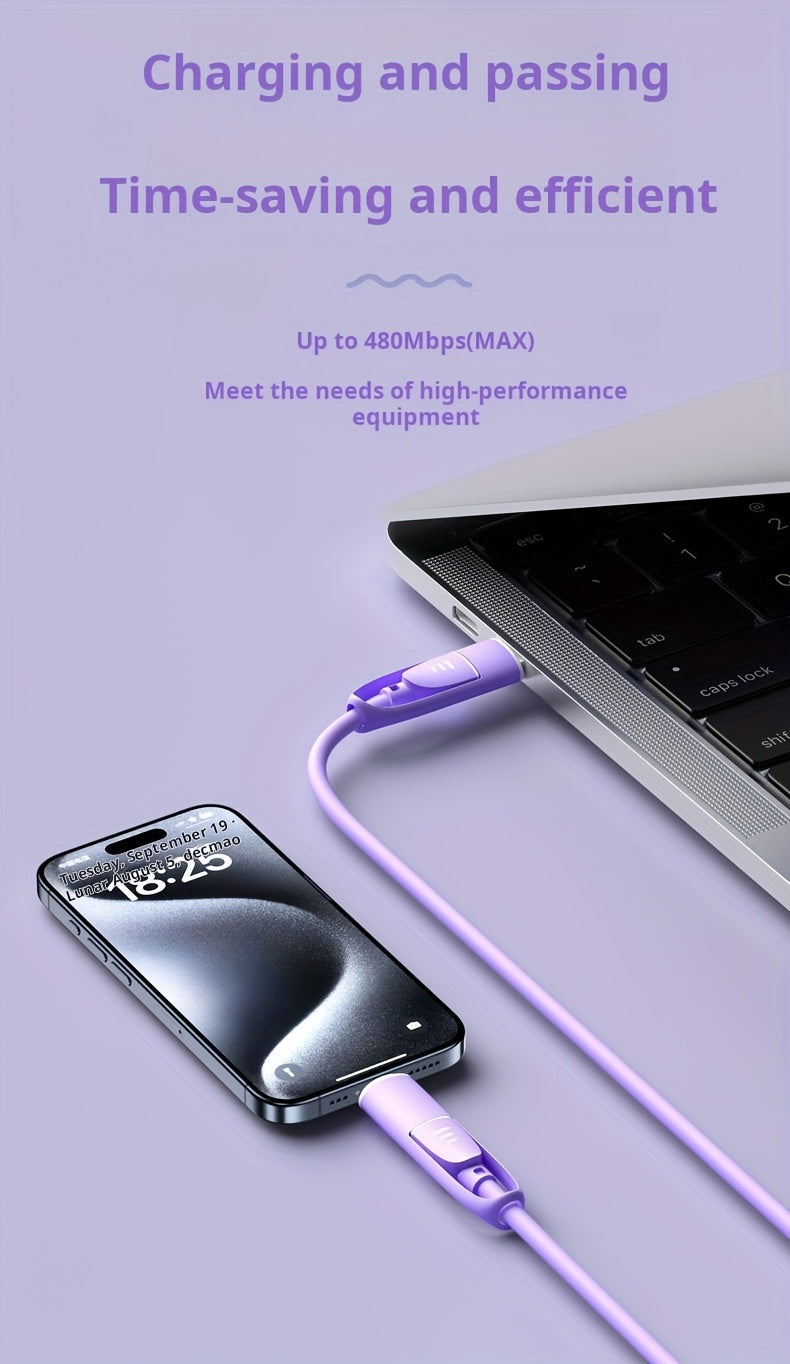 Câble de Charge Ultra-Rapide 4 en 1 – 66W, Type-C vers Lightning, Silicone | ZQJIL