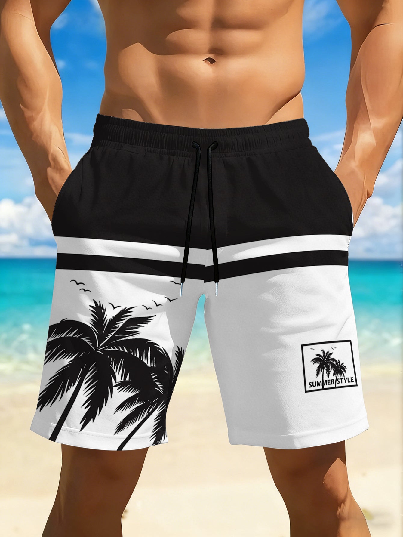 Short de plage homme respirant séchage rapide imprimé aléatoire - Coupe standard été