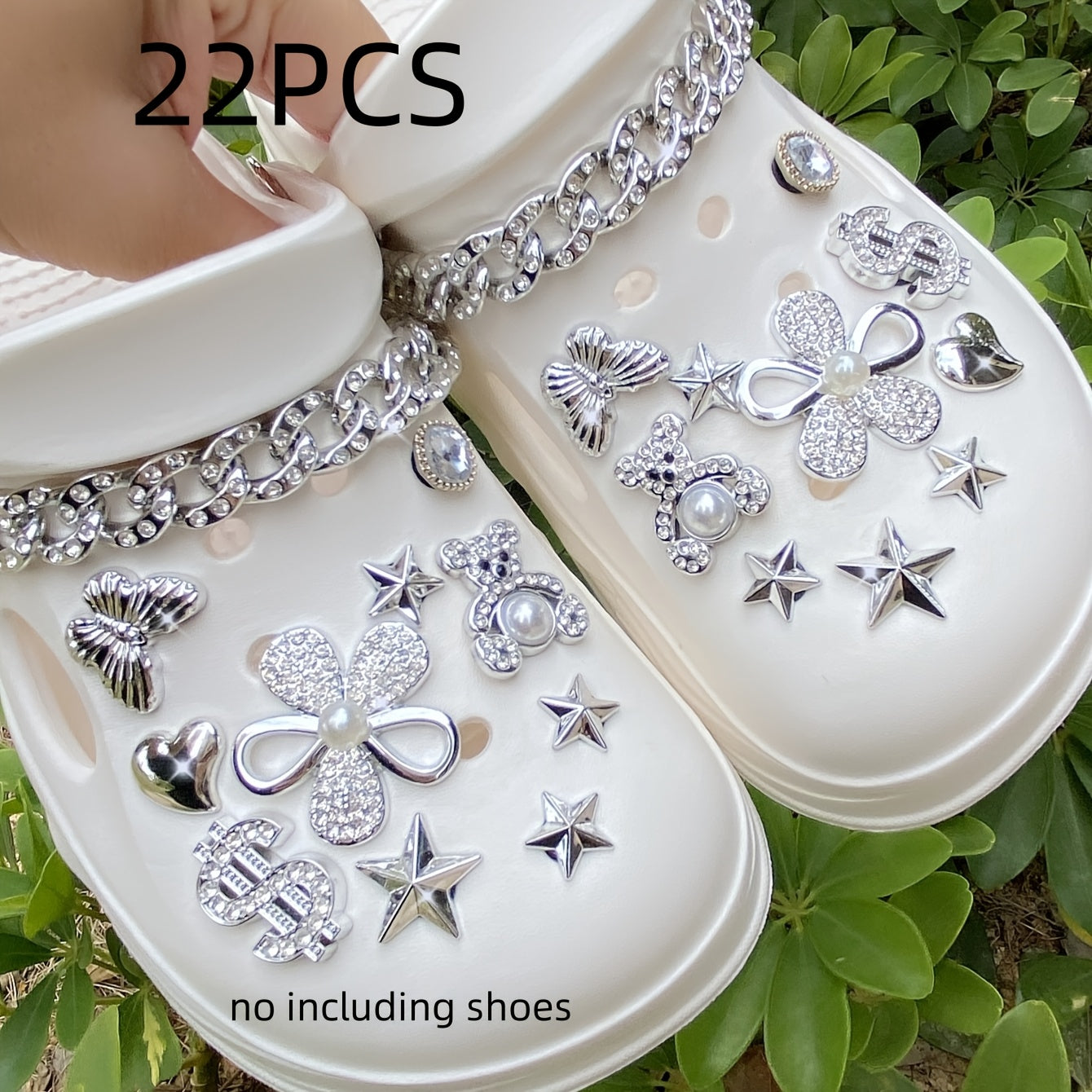 Lot de 22 Breloques Oursons Argentés Strass – Accessoires Chaussures Tendance 🐻✨