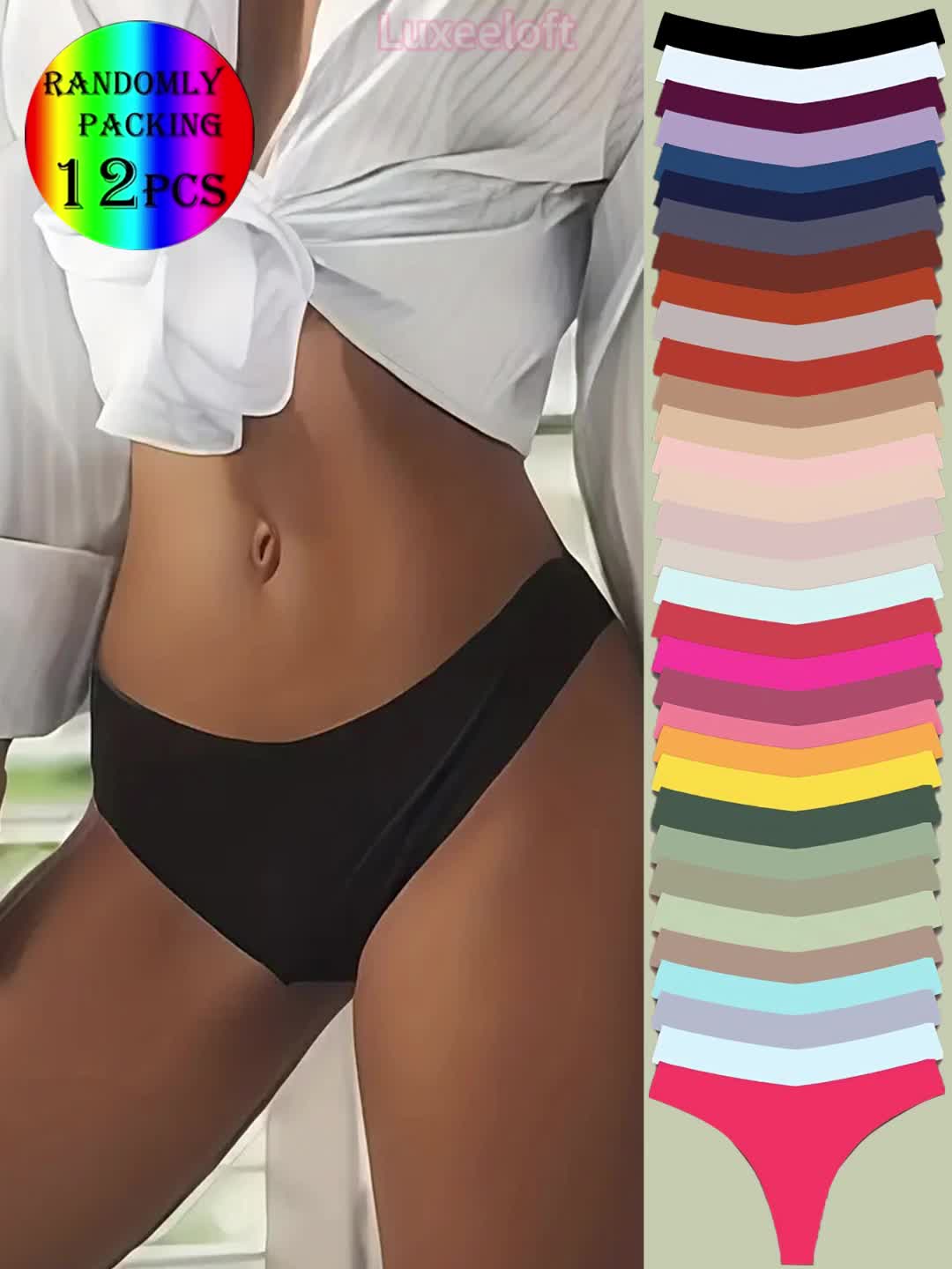Lot de 12 Culottes Sexy Sans Coutures Femme - Taille Basse Confort