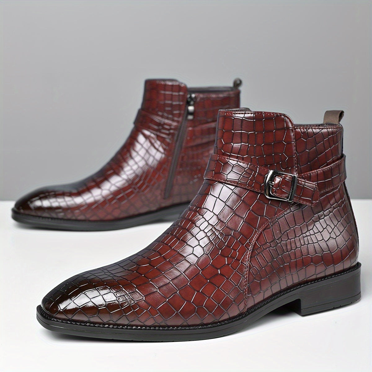 Bottines Chelsea Homme Vintage – Cuir PU, Boucle, Style Urbain, 4 Coloris