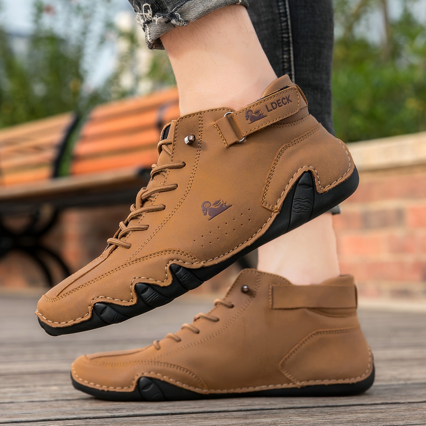 Bottes de randonnee tout-terrain homme - Tige mi-haute, cuir synthetique, semelle caoutchouc, 6 coloris