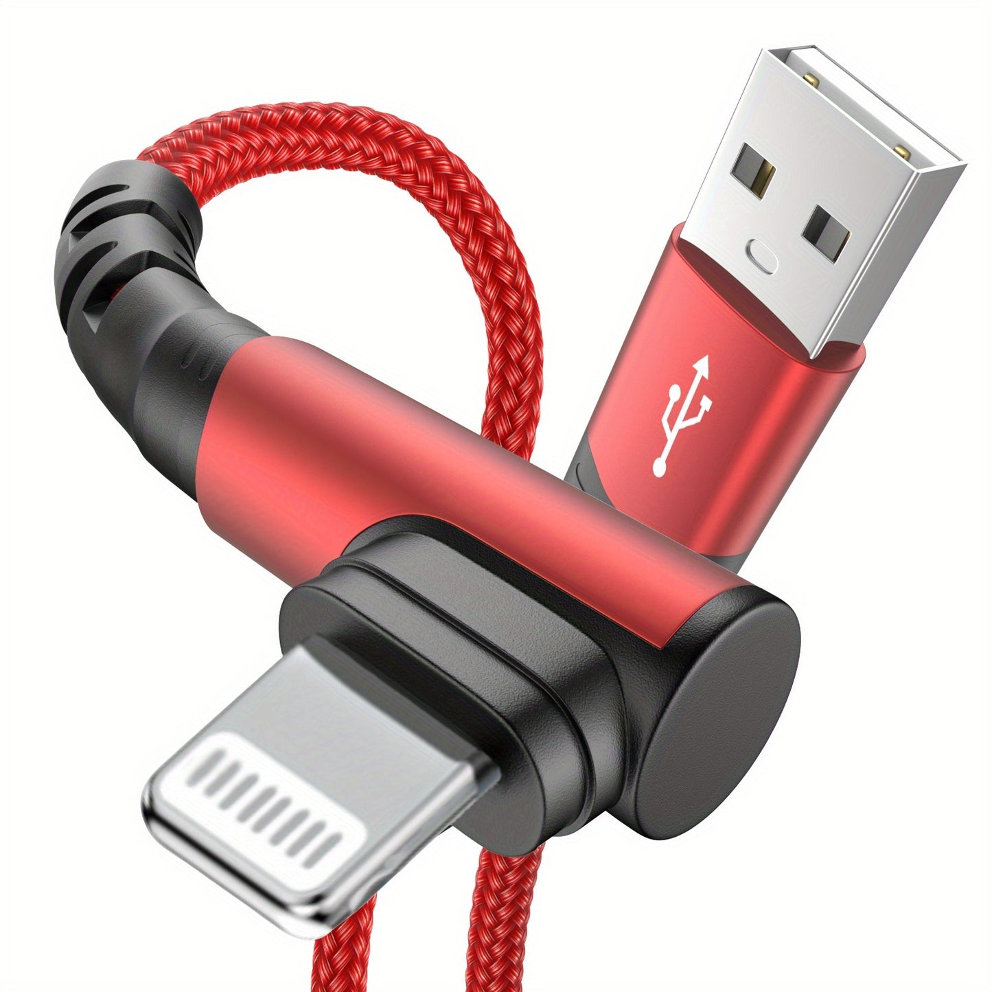 Câble de Charge à 90° – 20W, USB vers Lightning, Nylon Tressé | 1m & 2m | Hihowin