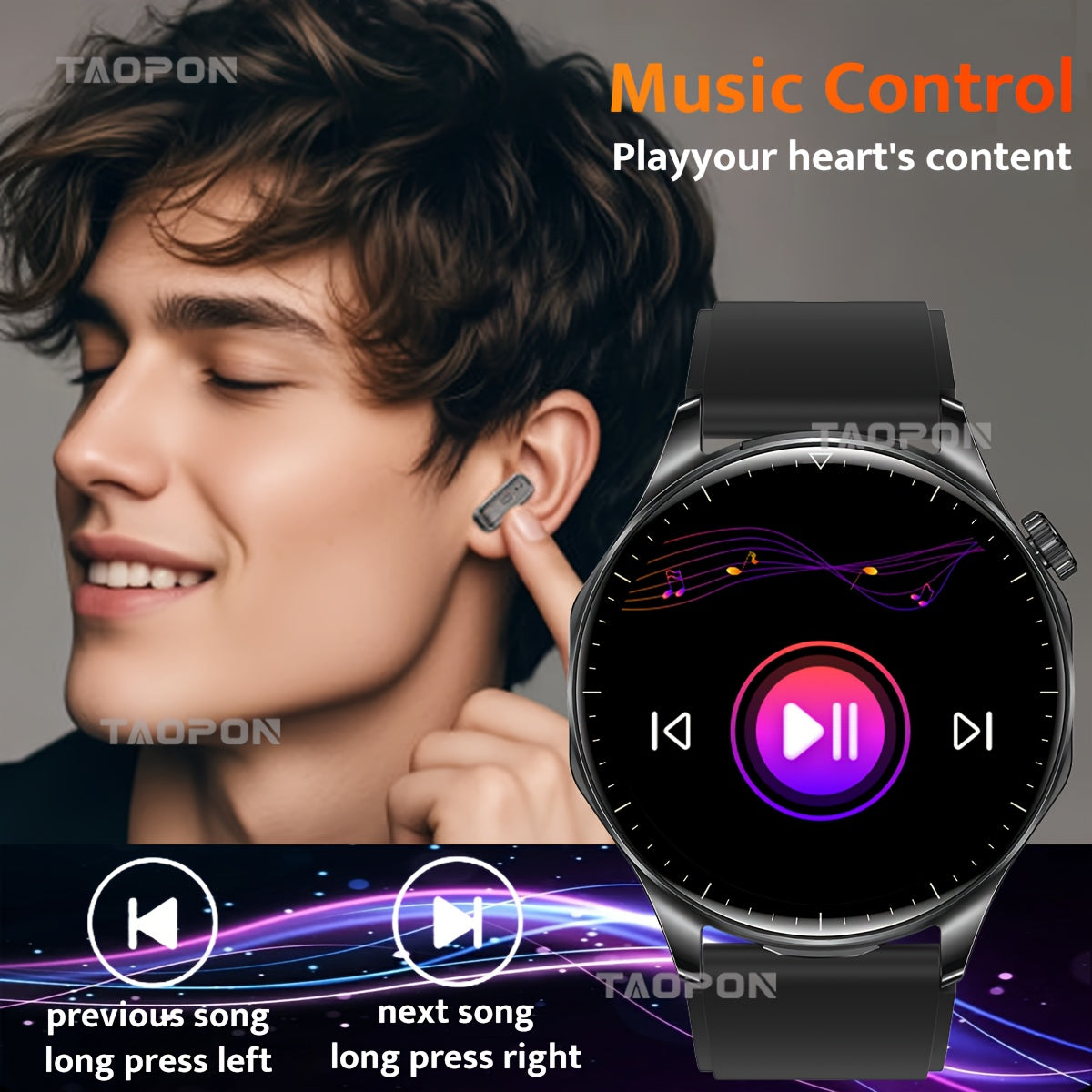 Montre Connectée 2-en-1 TAOPON – Écran AMOLED HD, Appels Sans Fil & Modes Sportifs | Homme & Femme