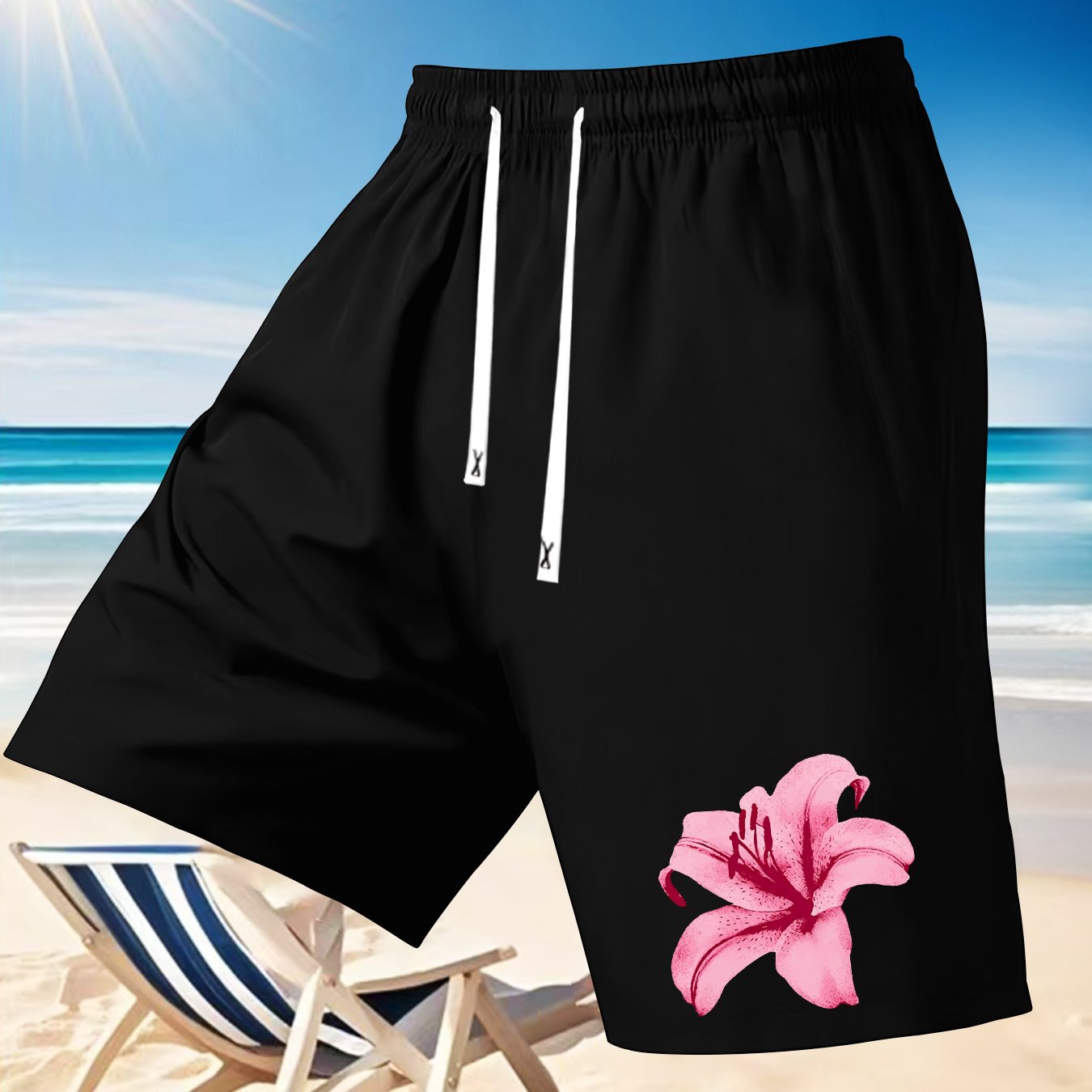 Short de Plage Homme Imprime Floral - Poche, Coupe Standard, 95% Polyester, 3 Coloris, FR S au FR XXL