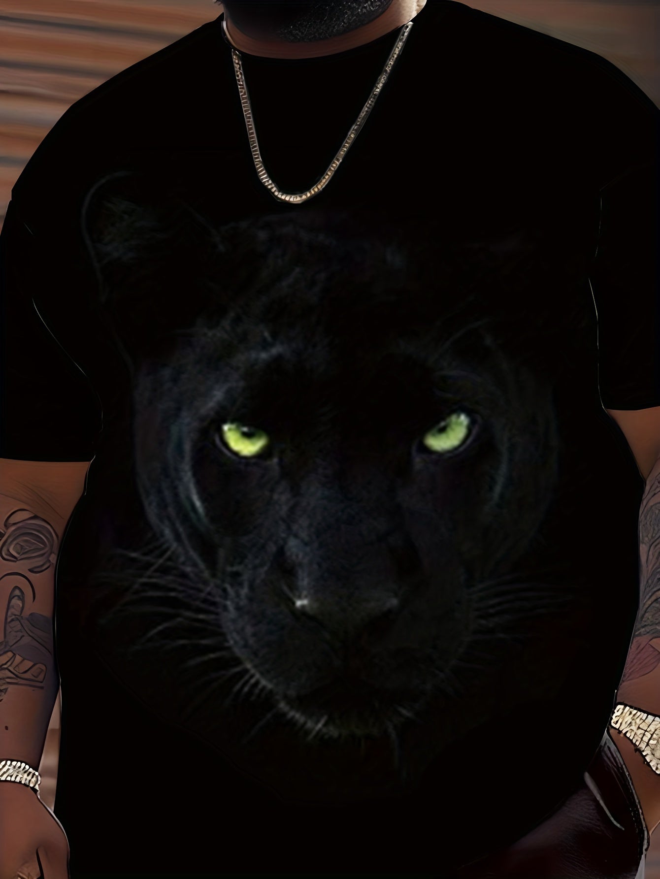 T-Shirt Homme Col Rond Manches Courtes Imprime Animal 3D Aleatoire - 100% Polyester Decontracte Sport Noir FR S-XXL