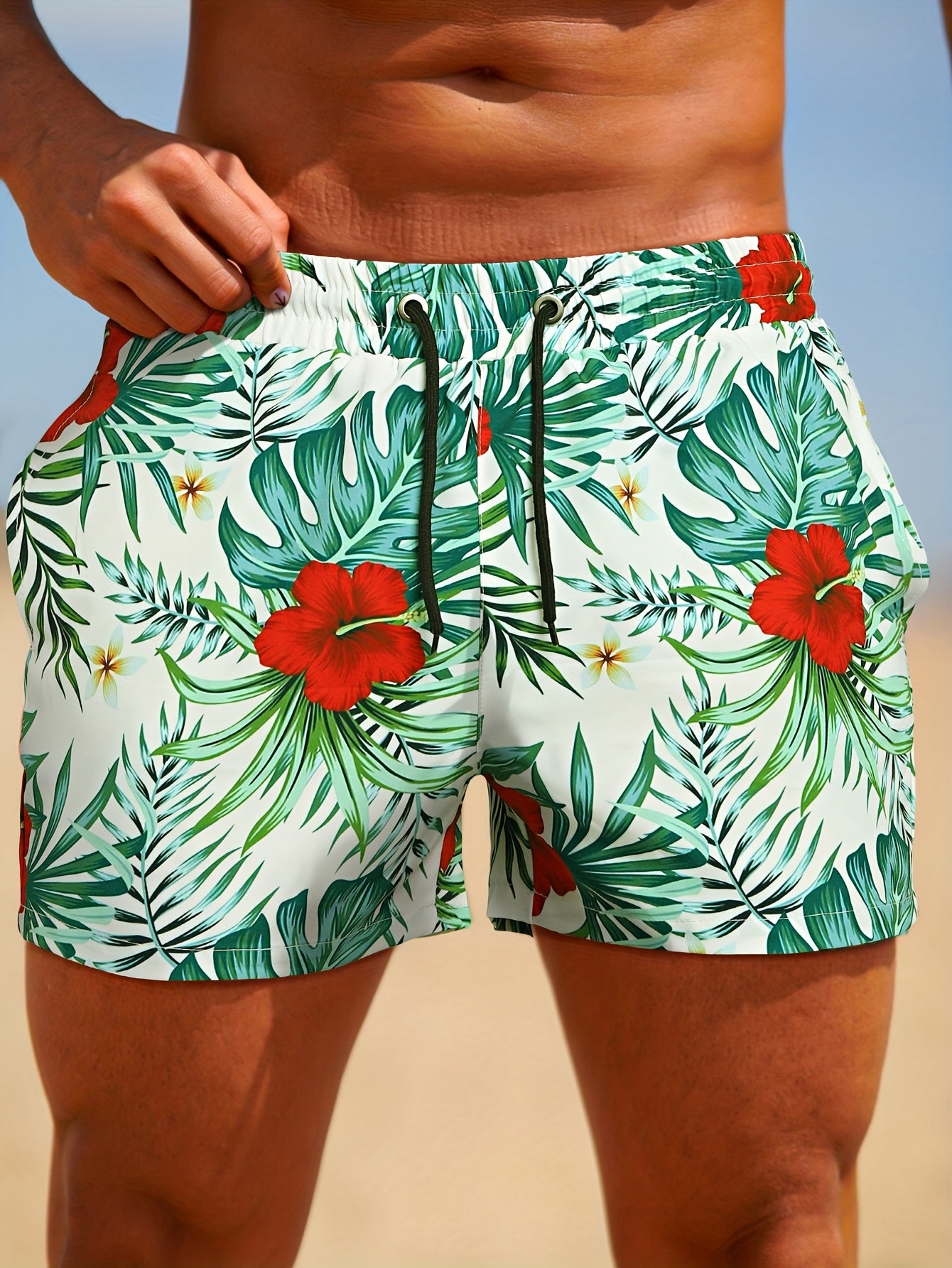 Short de Bain Homme Imprime Floral - Ceinture Elastique, Doublure Maille, 95% Polyester, Style Sport, 5 Coloris, FR XS au FR XXL