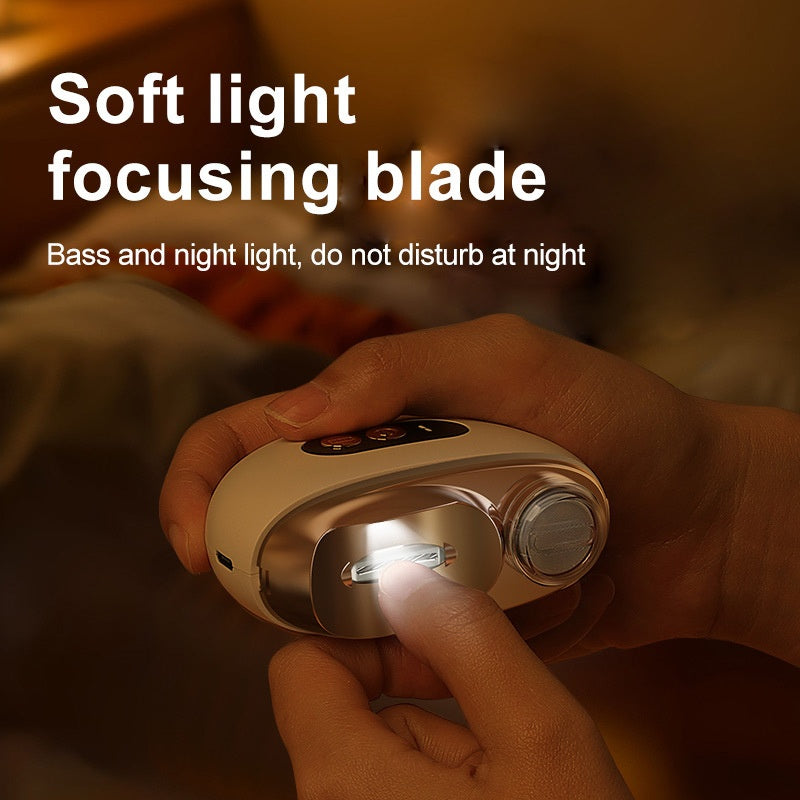 Coupe-ongles electrique 2 en 1 - Manucure, polissage, anti-coupure, eclairage, recharge USB, blanc ou orange