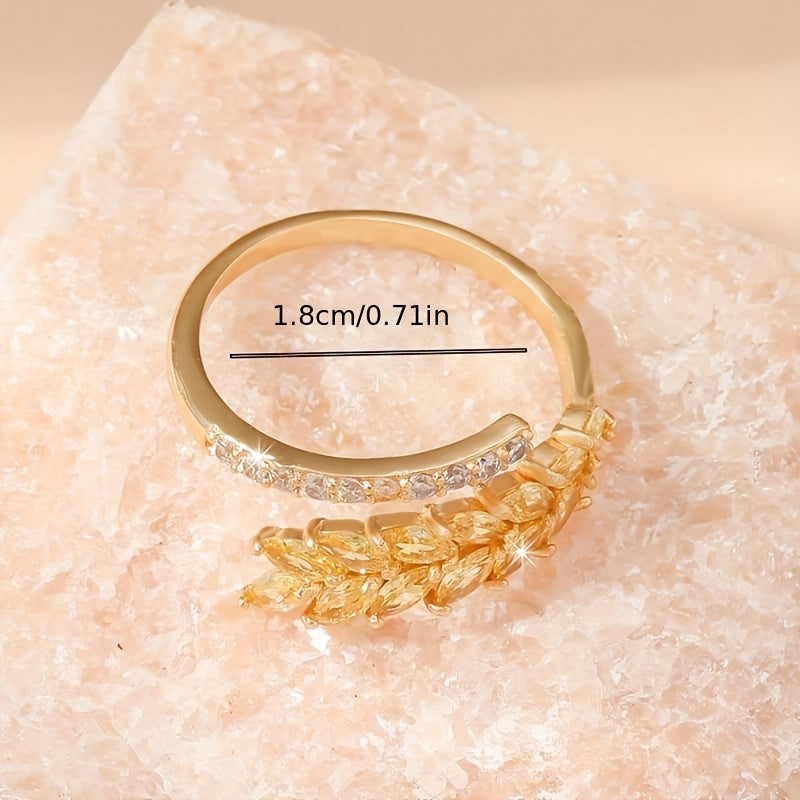 Bague ouverte femme cuivre plaque or 18 carats - Zircone cubique coloree, style elegant, 7 modeles
