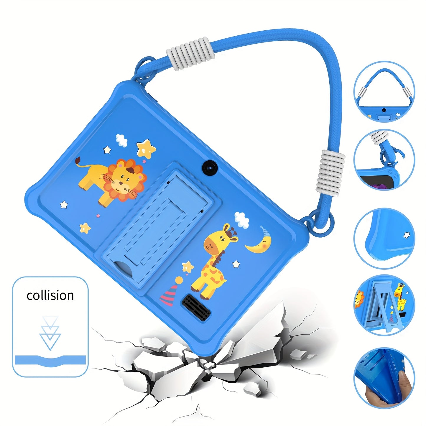 Tablette Enfants 7 Pouces Android 13 - Etui de Protection, 2GB RAM + 32GB ROM, Processeur Quadricœur, Double Camera, Wi-Fi, USB-C, 3 Ans et Plus